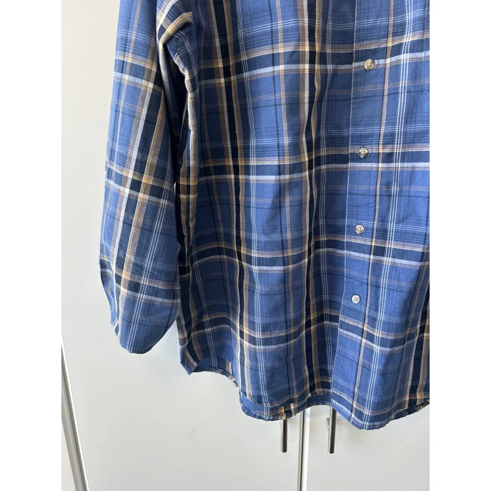 Wrangler‎ Rugged Wear Mens Blue Plaid Button Down Shirt XL RWL41MB
